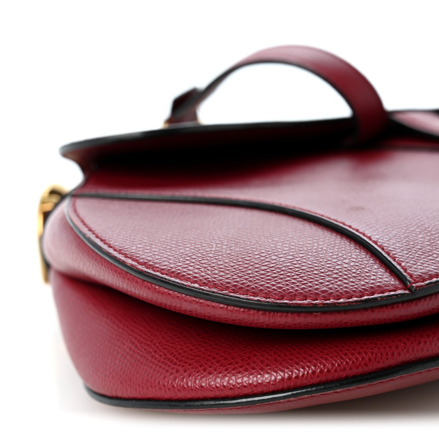 Grained Calfskin Saddle Bag Red