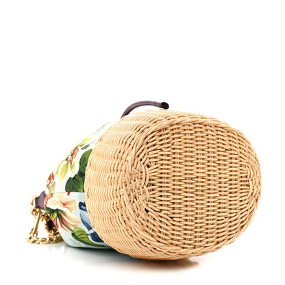 Dolce & Gabbana Wicker Canvas Floral Print Millennials Bucket Bag Multicolor 4 of 10