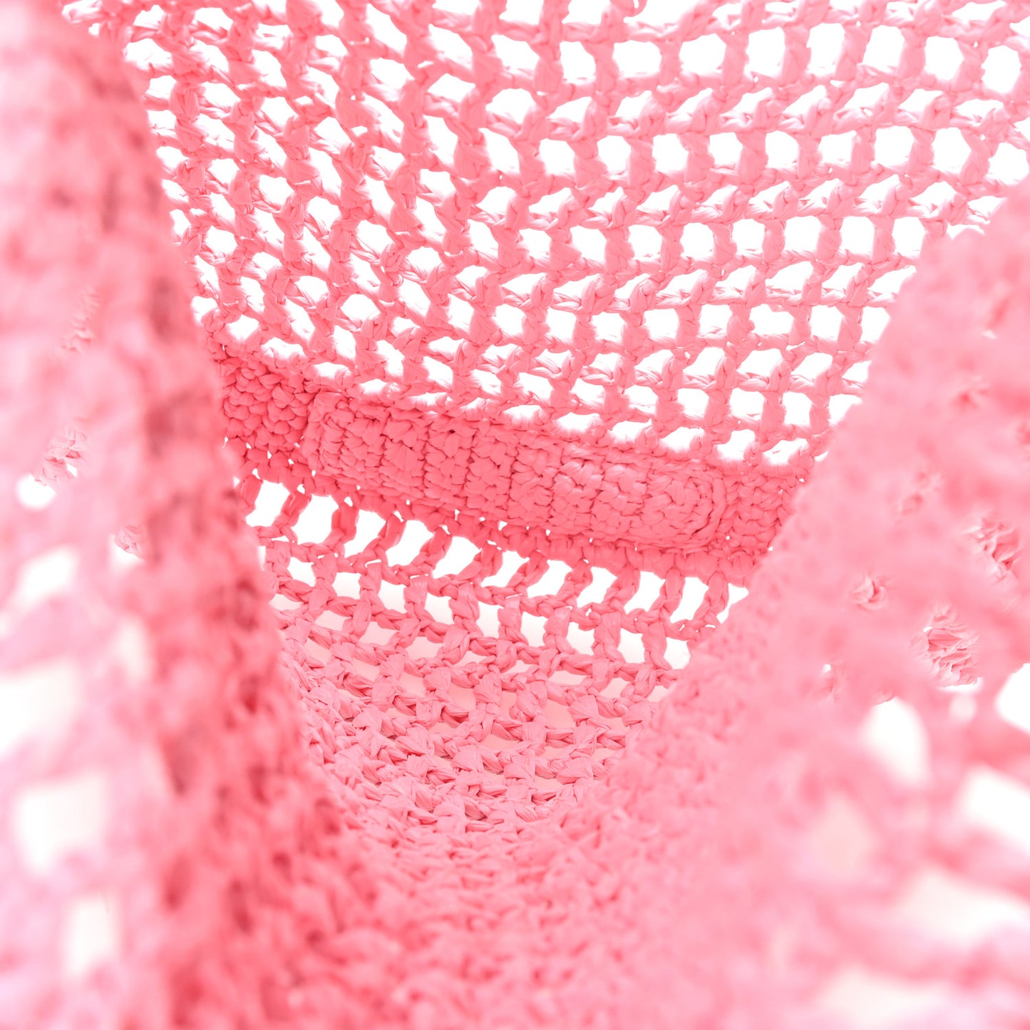 Yarn Raffia Effect Crochet Logo Embroidered Tote Bag Petalo