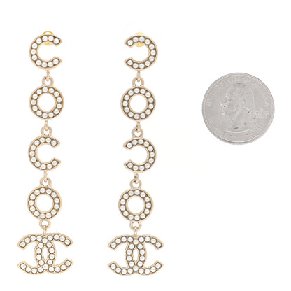 Chanel Pearl Coco Drop Earrings Gold 2 of 6