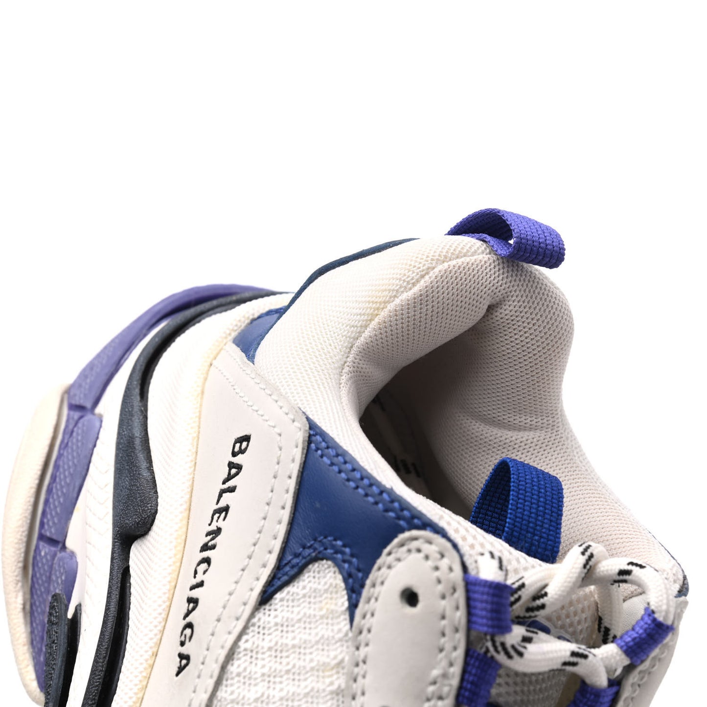 Mesh Nubuck Womens Triple S Sneakers 38 White Bleu Violet