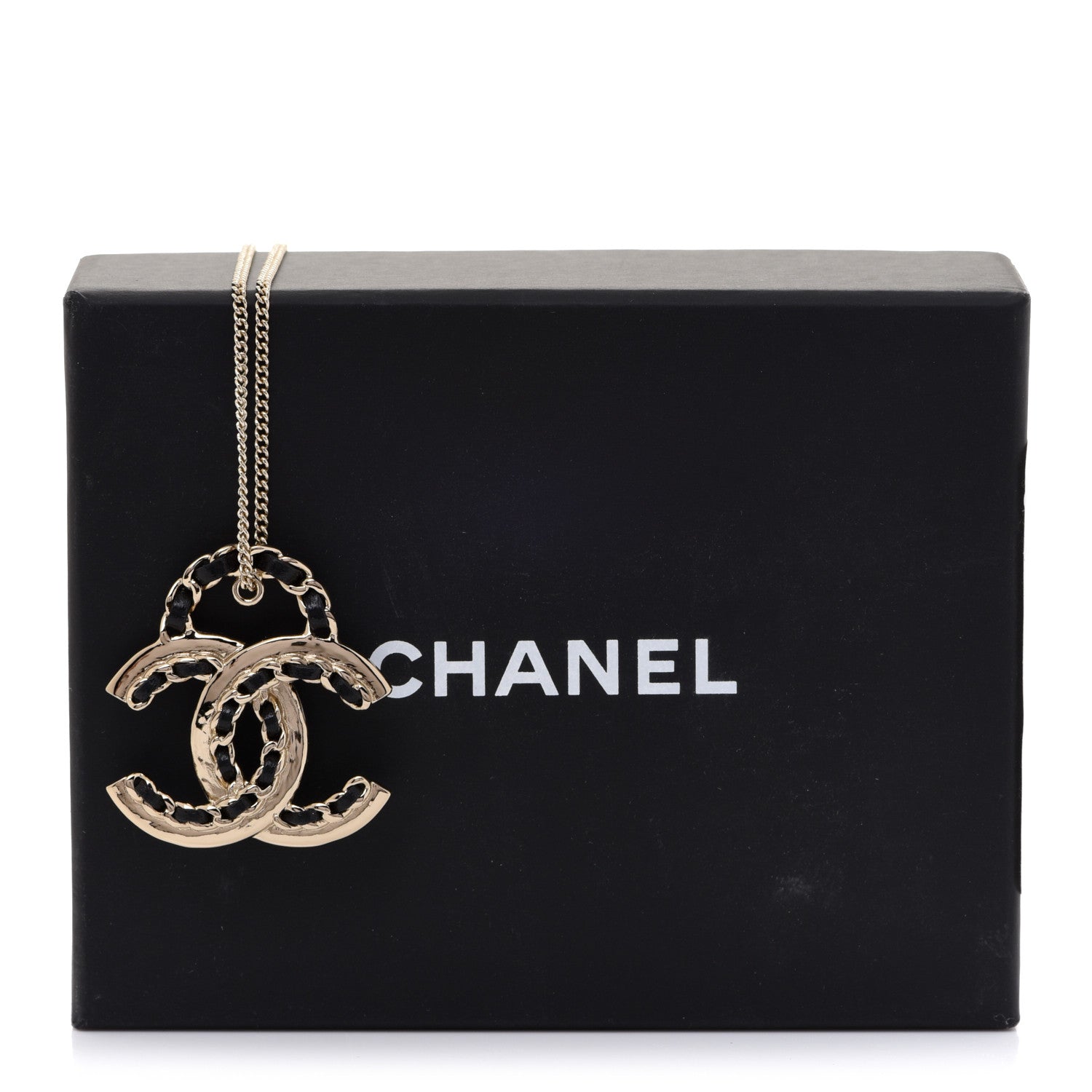 Chanel Lambskin CC Chain Necklace Gold Black 6 of 6
