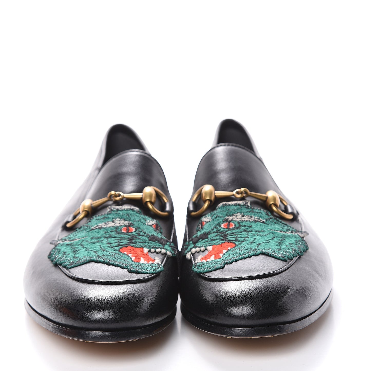 Lambskin Wolf Embroidered Mens Brixton Horsebit Loafers 7 Black