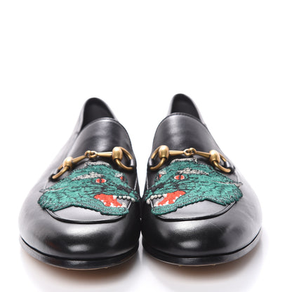 Gucci Lambskin Wolf Embroidered Mens Brixton Horsebit Loafers 7 Black 2 of 10
