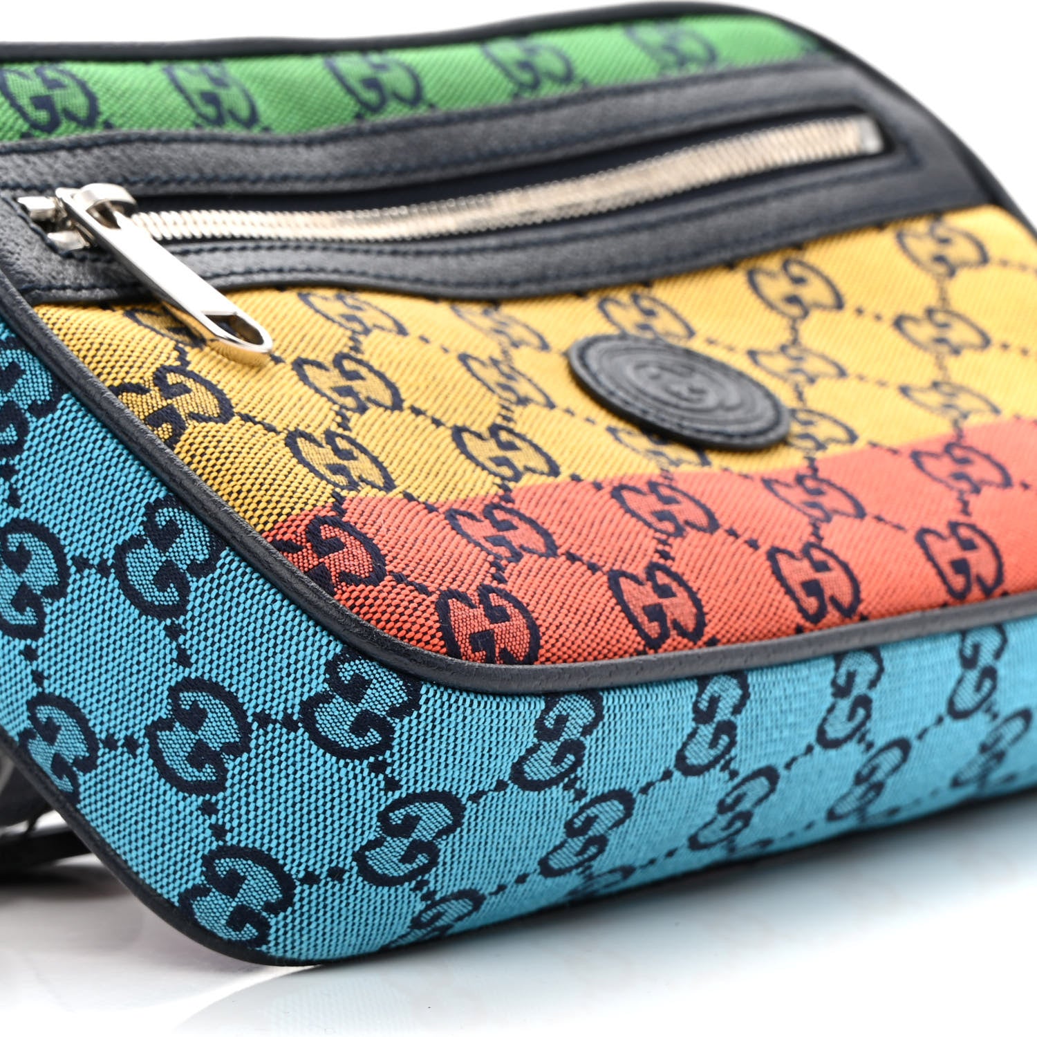 Gucci Monogram Multicolor Retro Interlocking G Belt Bag Blue Rainbow Light Blue 9 of 10