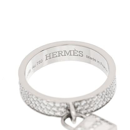 Hermes 18K White Gold Diamond MM Kelly Clochette Ring 51 5.75 6 of 8