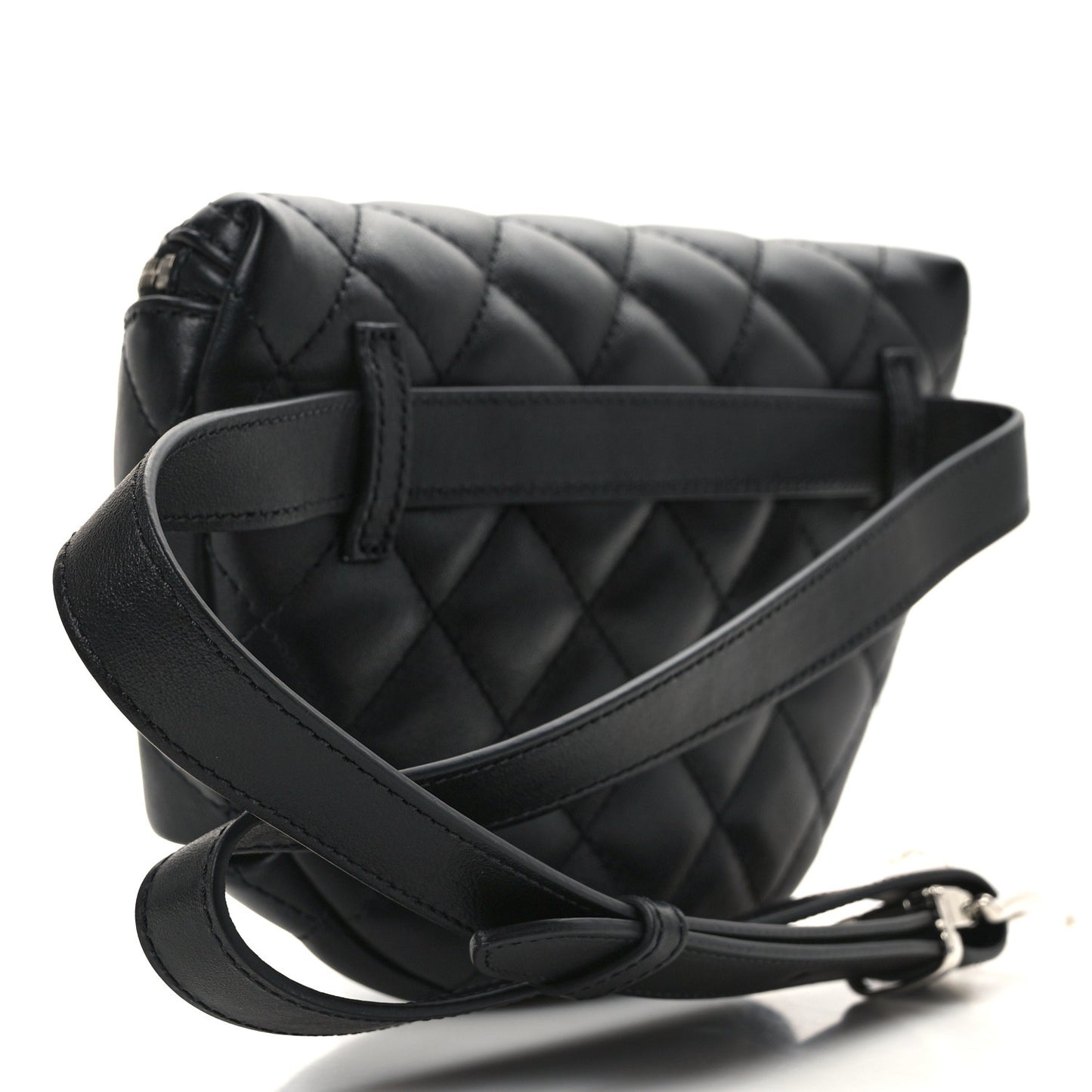 Calfskin Quilted Waist Belt Bag Black
