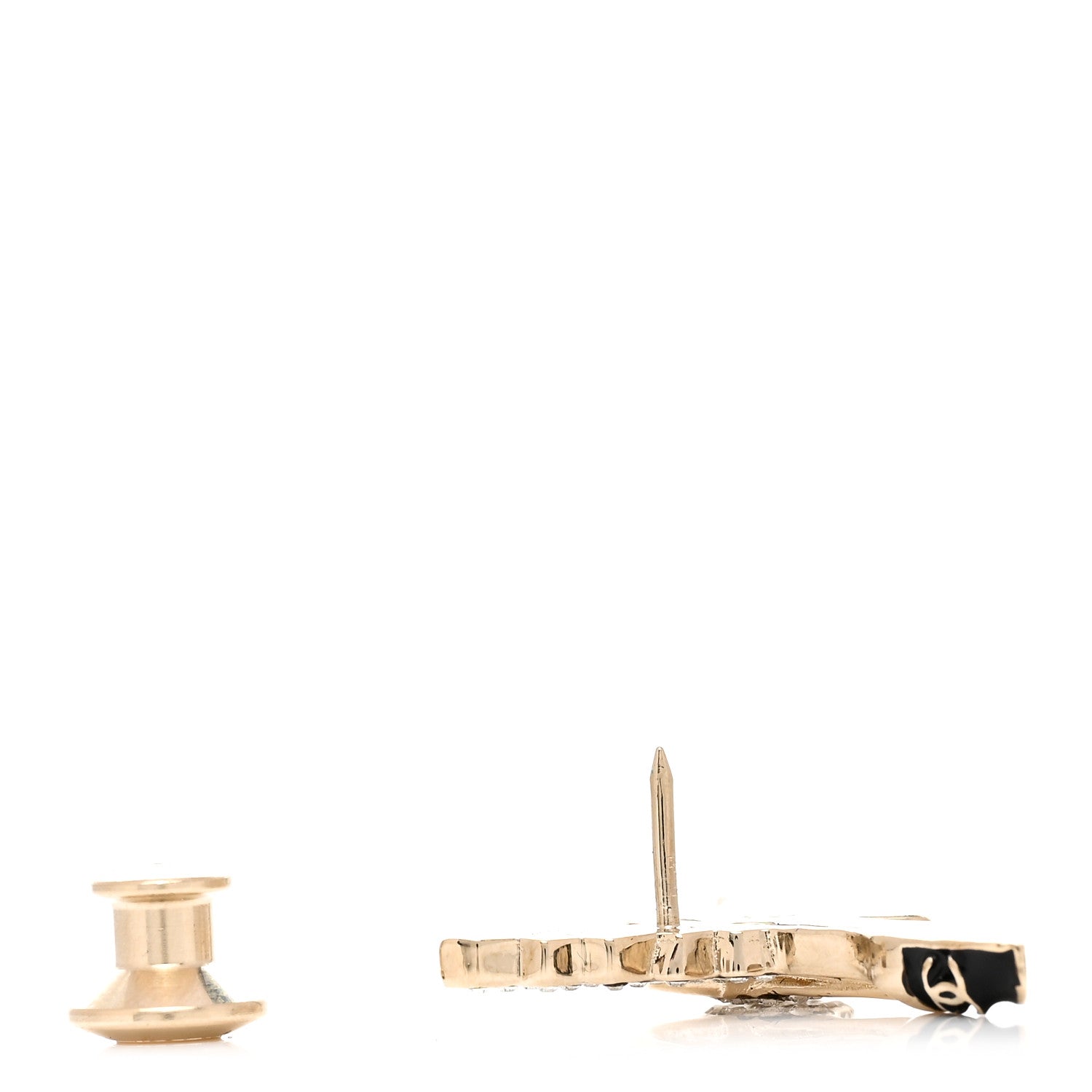 Chanel Crystal CC Heel Wing Brooch Gold Black 3 of 4