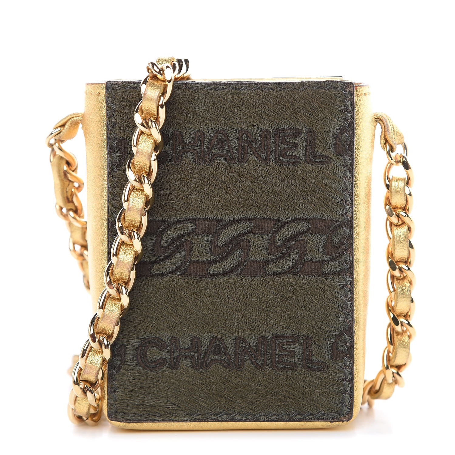 Chanel Lambskin Pony Hair Cigarette Case Green 1 of 10