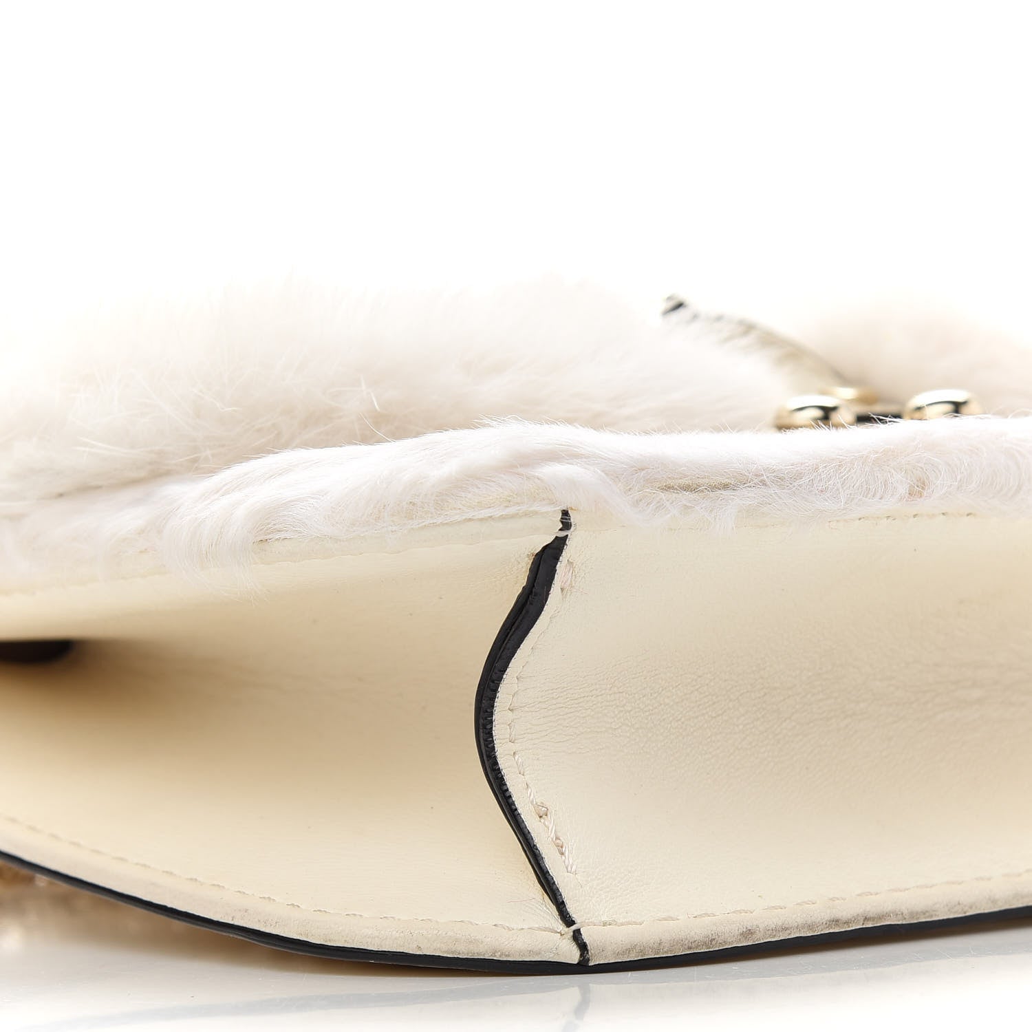 Valentino Garavani Mink Fur Lambskin Small Glam Lock Rockstud Flap White 6 of 12