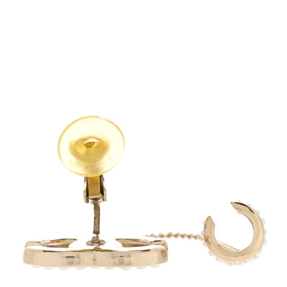 Chanel Pearl CC Chain Cuff Single Clip on Earring Gold Pearly White 3 of 5