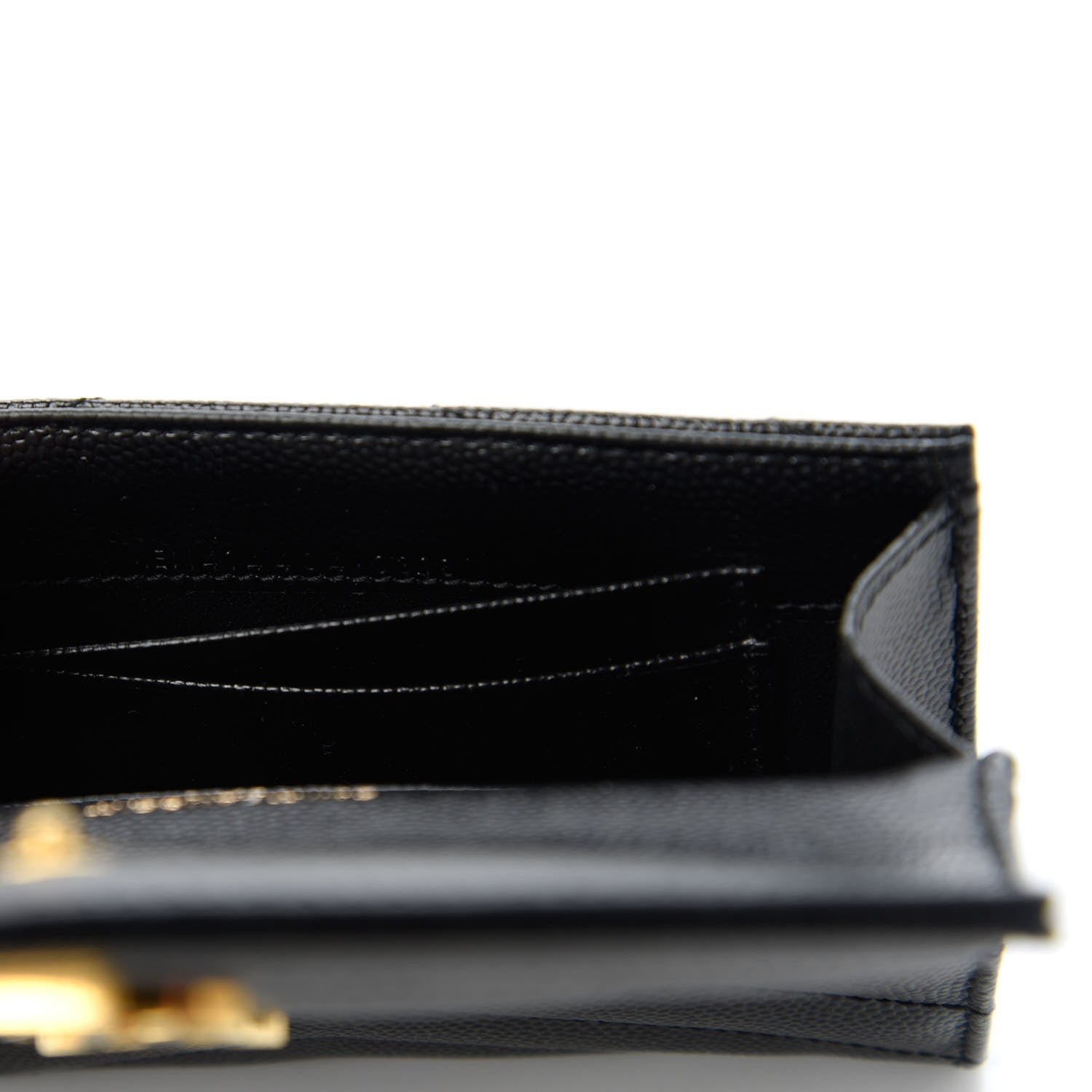 Saint Laurent Grain De Poudre Matelasse Chevron Small Monogram Envelope Wallet Black 9 of 10