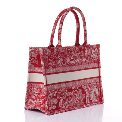 Christian Dior Canvas Embroidered Medium Toile De Jouy Reverse Book Tote Fuchsia 2 of 4
