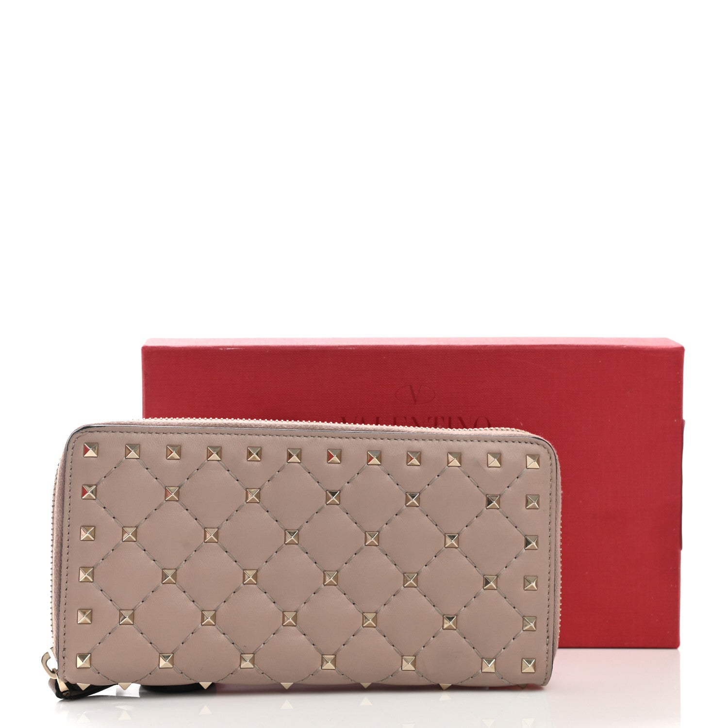 Valentino Garavani Nappa Rockstud Spike Zip Around Wallet Poudre 8 of 8