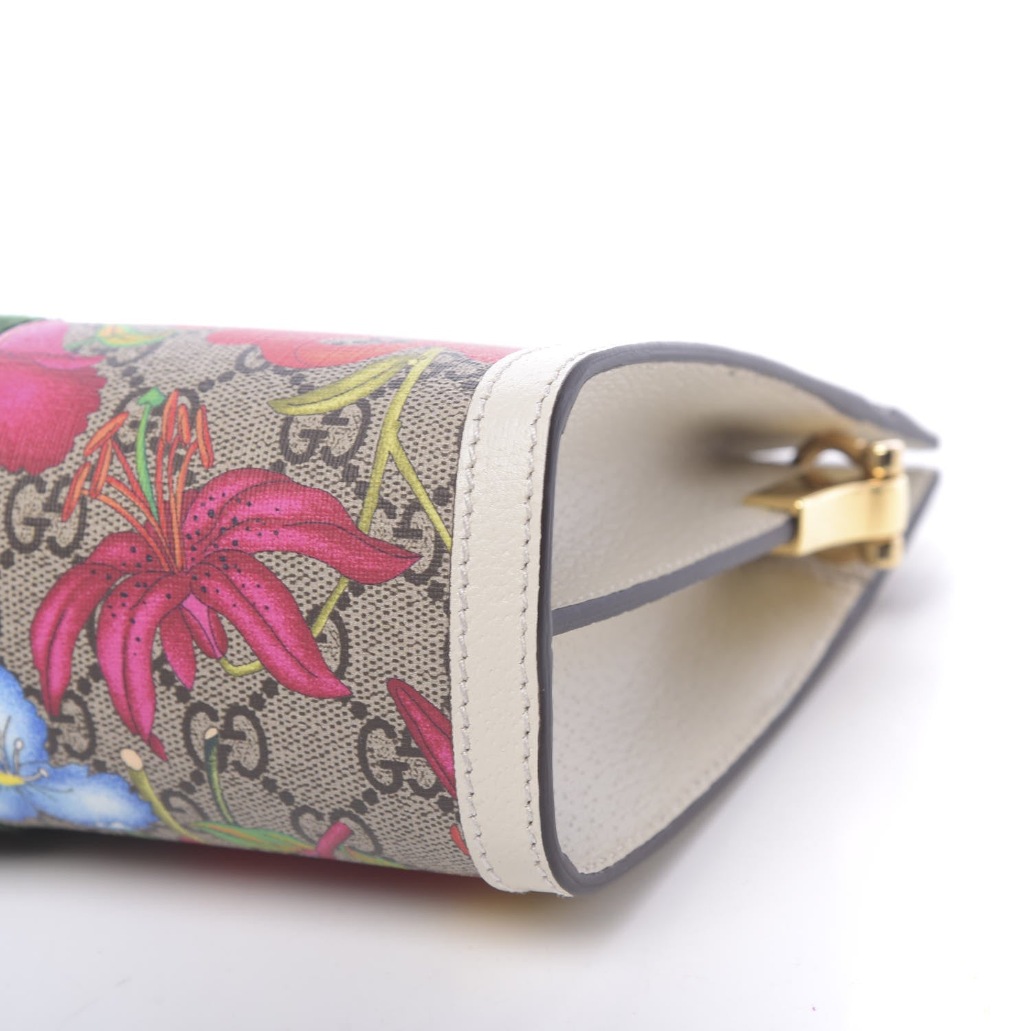 Gucci GG Supreme Monogram Flora Web Small Ophidia Chain Shoulder Bag White 9 of 12