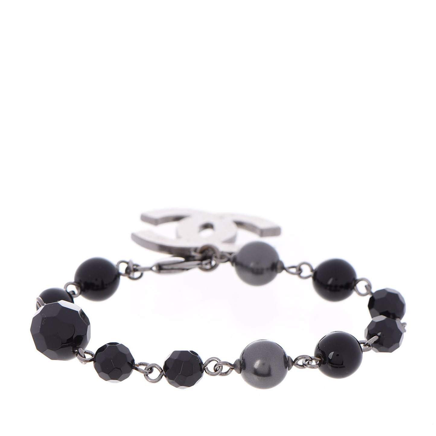 Ruthenium Bead CC Bracelet Black