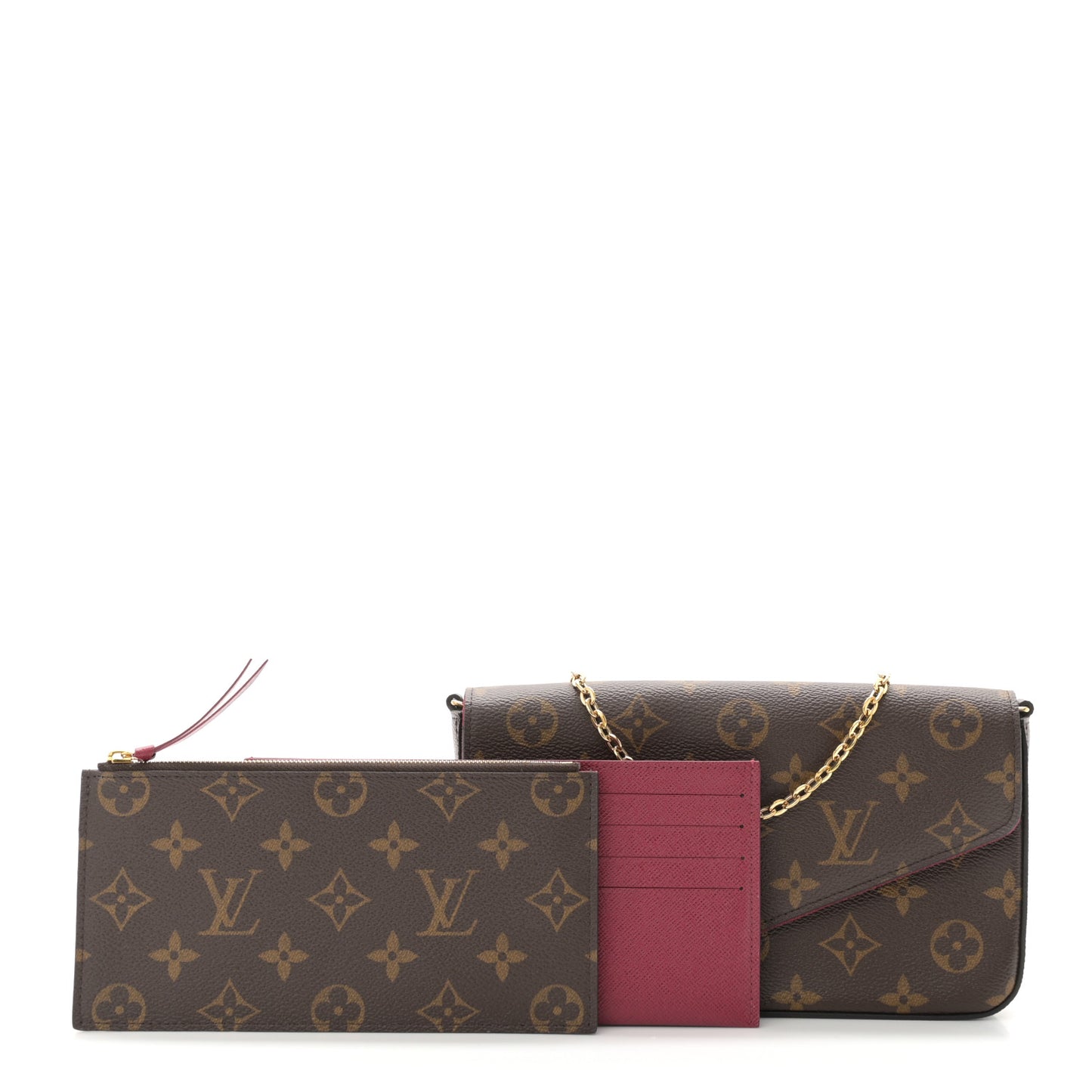 Monogram Pochette Felicie Chain Wallet Fuchsia