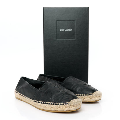 Saint Laurent Lambskin Monogram Espadrilles 38 Black 9 of 9