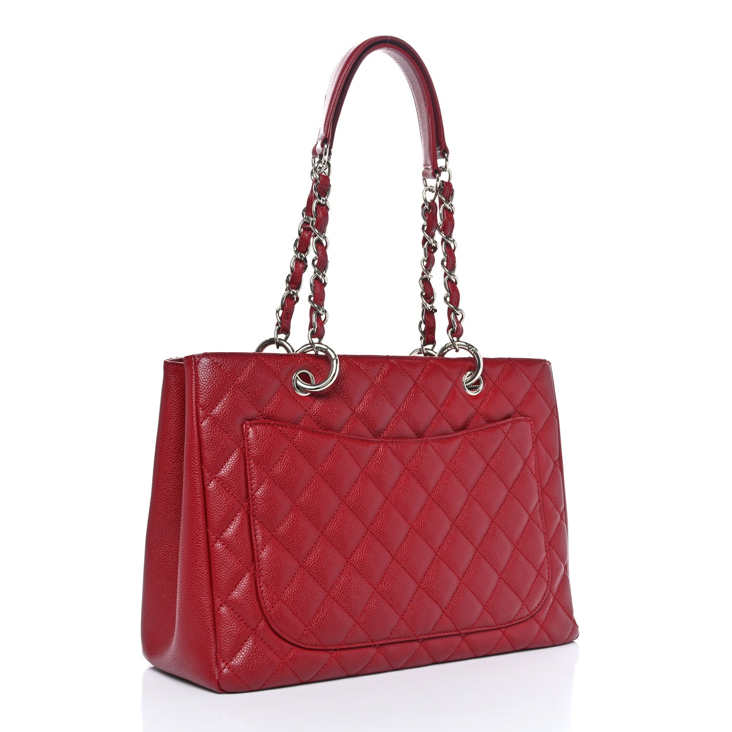 Chanel Caviar Quilted Grand Shopping Tote GST Red 3 of 12