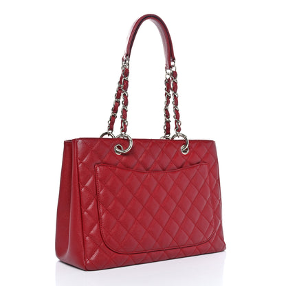 Chanel Caviar Quilted Grand Shopping Tote GST Red 3 of 12