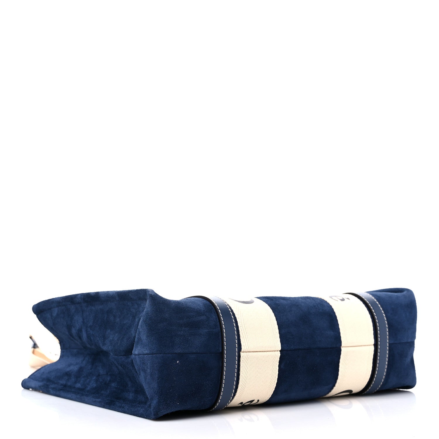 Chloe Suede Calfskin Medium Woody Ribbon Tote Navy 4 of 9