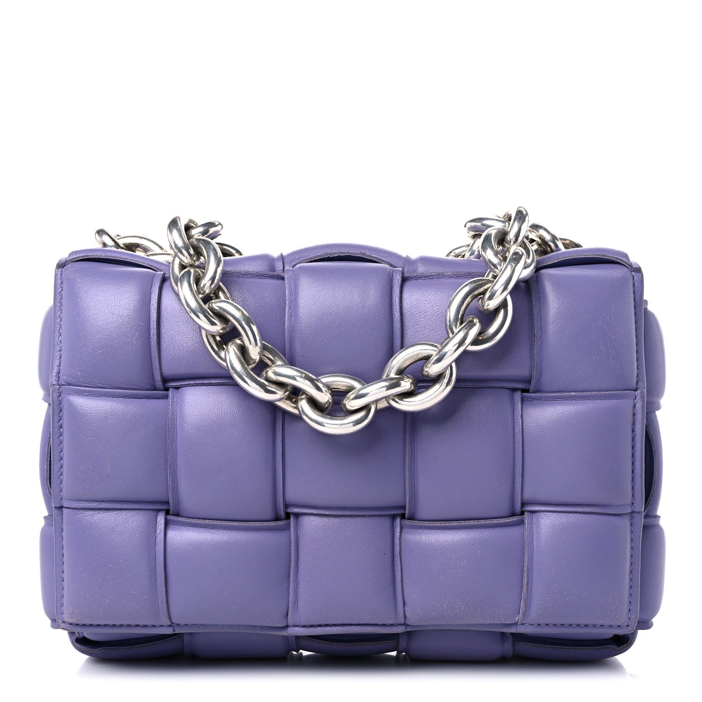 Lambskin Maxi Intreccio Padded Chain Cassette Crossbody Bag Lavender