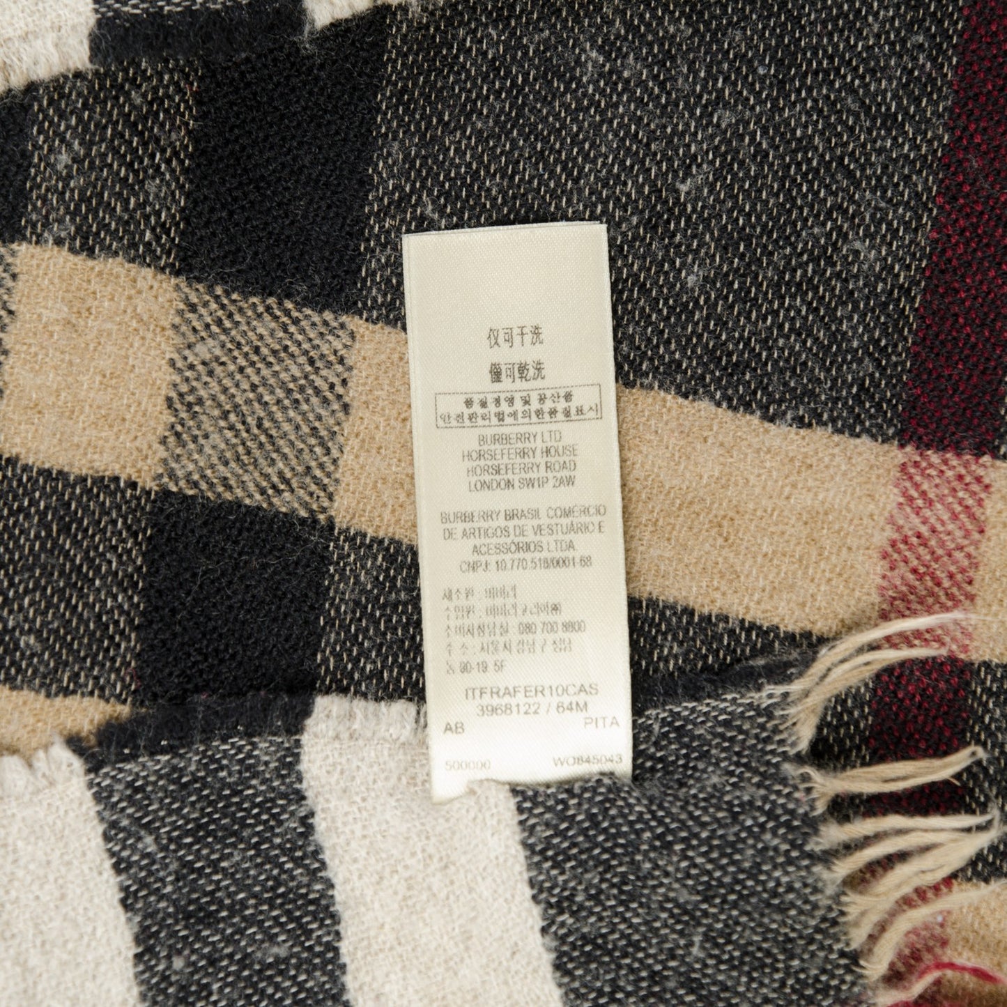 Wool Giant Check Scarf Black