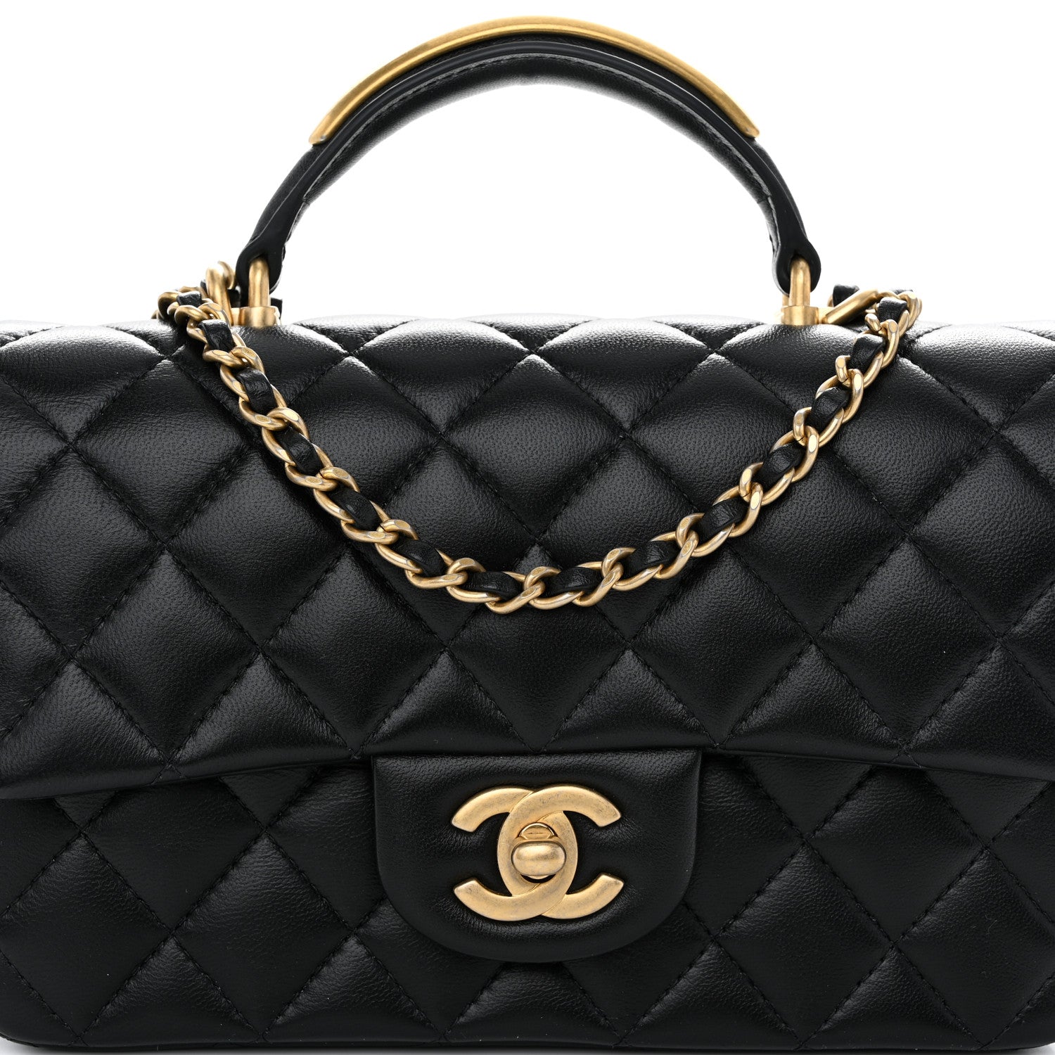 Chanel Lambskin Quilted Metal Mini Top Handle Rectangular Flap Black 8 of 11