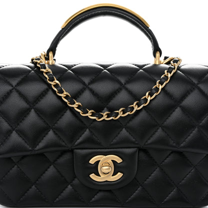 Chanel Lambskin Quilted Metal Mini Top Handle Rectangular Flap Black 8 of 11