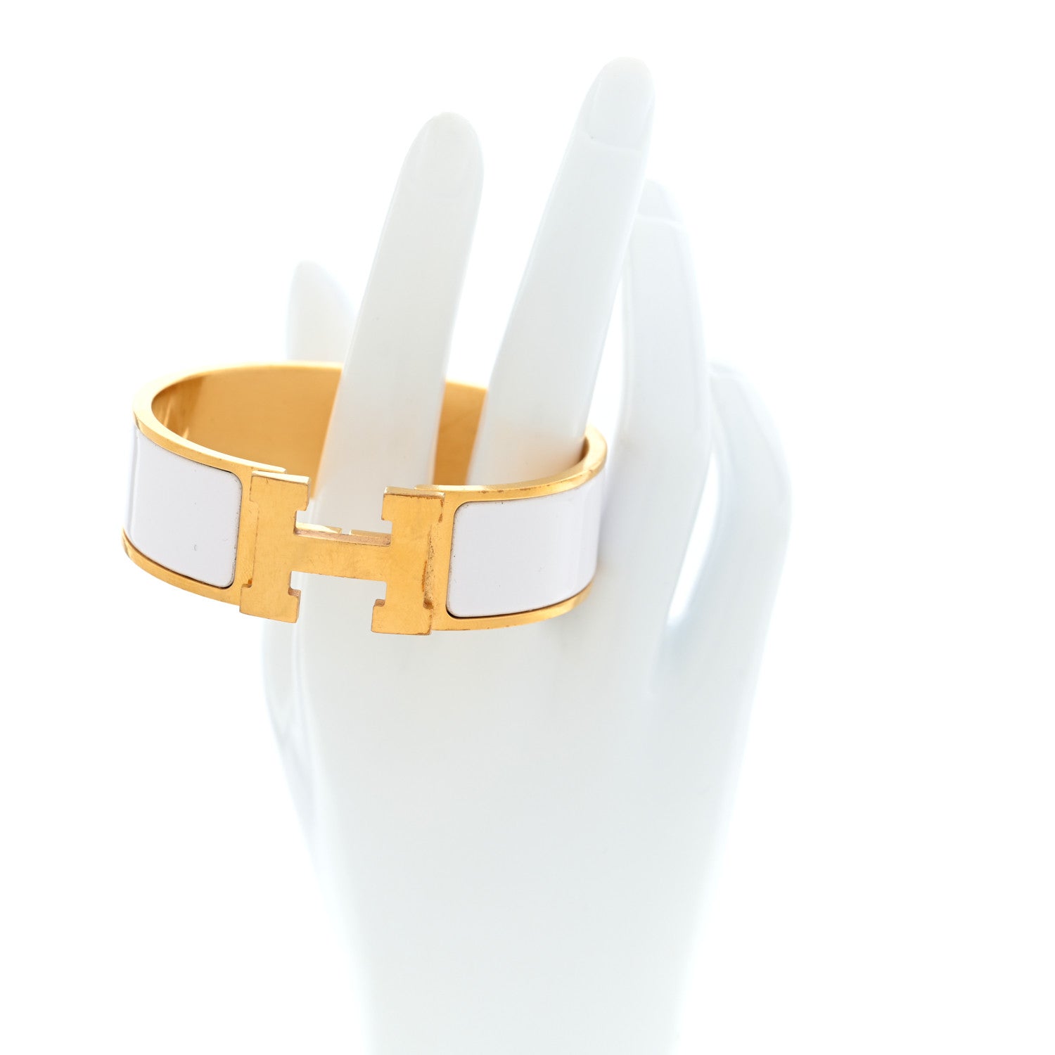 Hermes Enamel Wide Clic Clac H Bracelet PM White 2 of 4