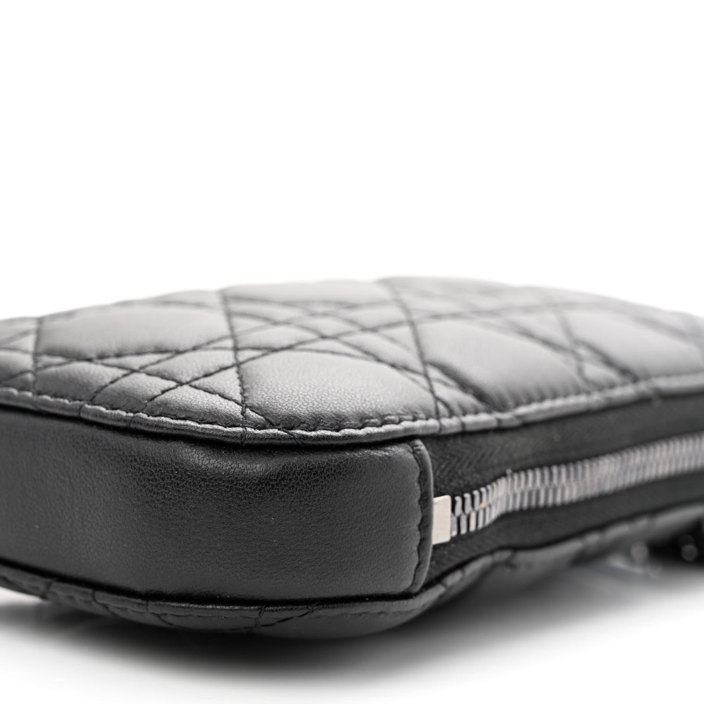 Lambskin Cannage Lady Dior Phone Holder Black