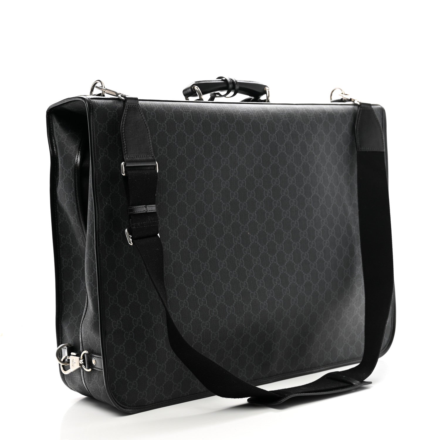 Gucci GG Supreme Monogram Azalea Calfskin Retro Interlocking G Garment Bag Black 2 of 12