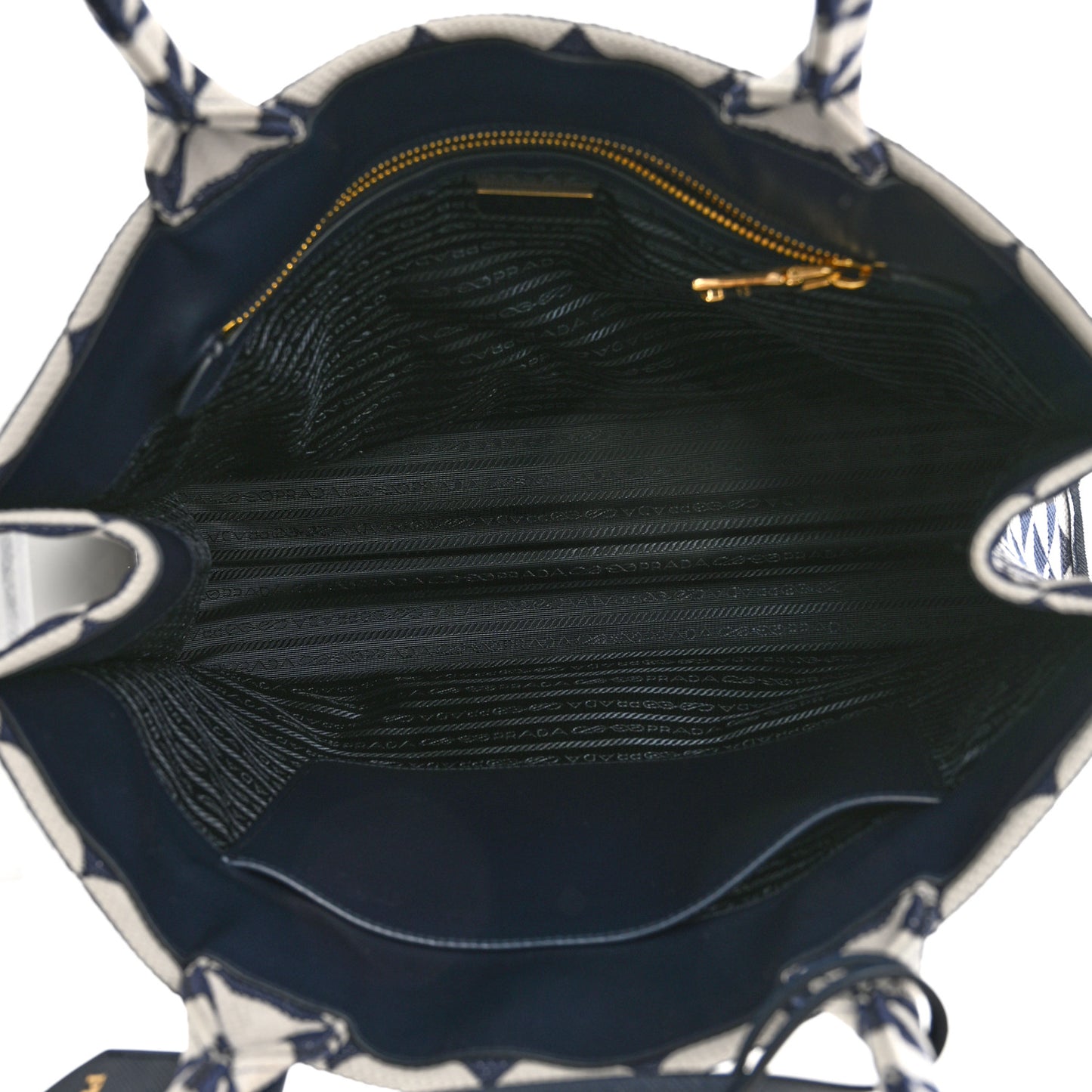 Jacquard Saffiano Triangolo Symbole Embroidered Large Tote Baltico Talco