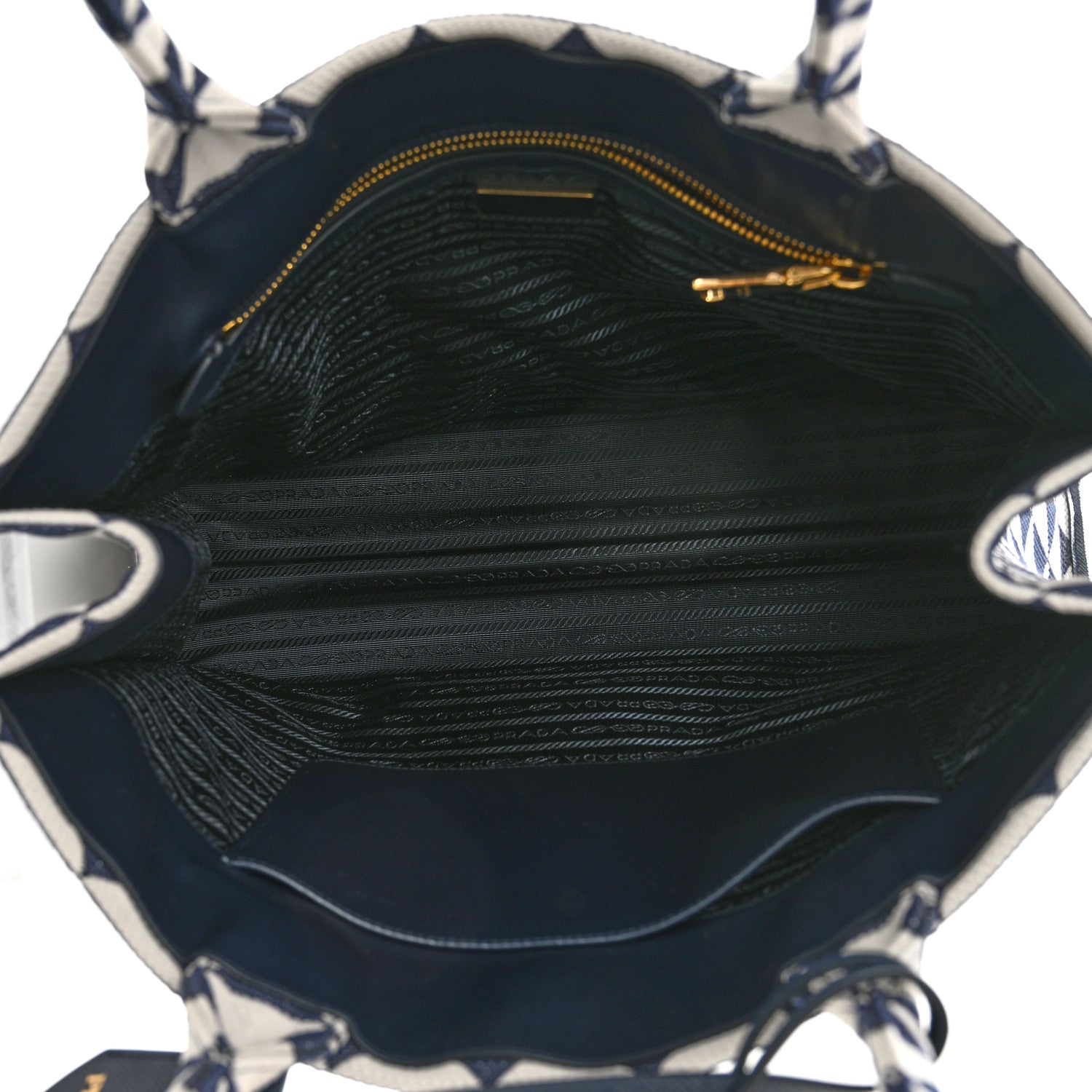 Prada Jacquard Saffiano Triangolo Symbole Embroidered Large Tote Baltico Talco 4 of 9