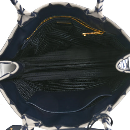 Prada Jacquard Saffiano Triangolo Symbole Embroidered Large Tote Baltico Talco 4 of 9