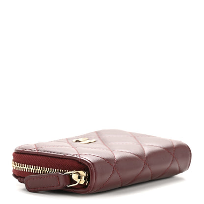 Chanel Lambskin Quilted Zip Around Coin Purse Wallet Burgundy 4 of 8