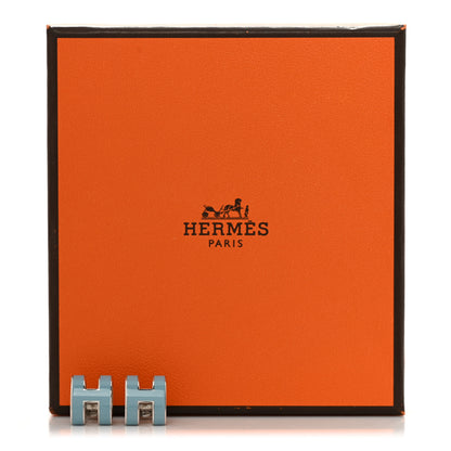 Hermes Palladium Lacquered Mini Pop H Earrings Celeste 10 of 10