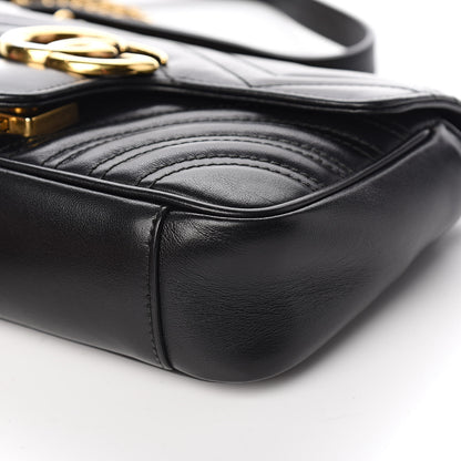 Gucci Calfskin Matelasse Mini GG Marmont Shoulder Bag Black 10 of 11