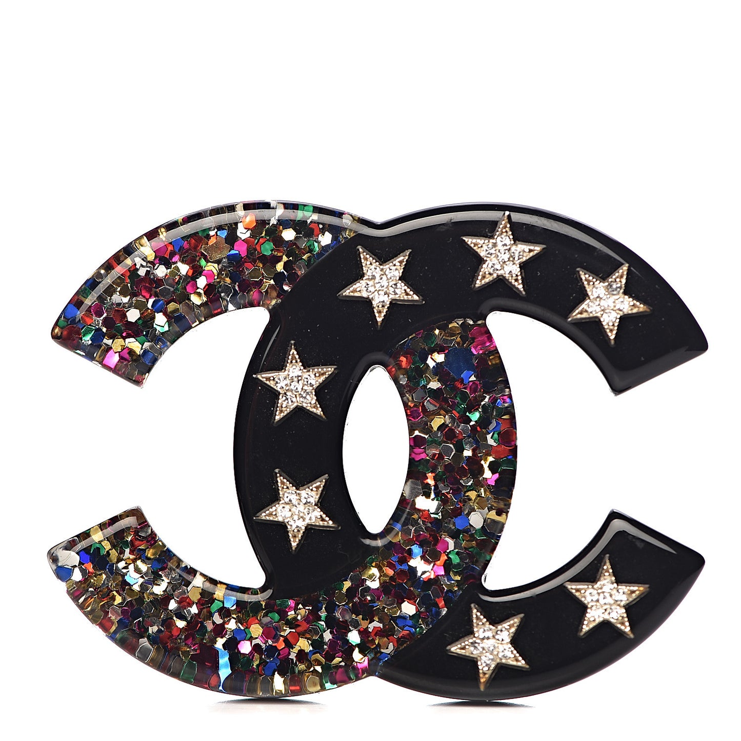 Resin Glitter Crystal CC Star Brooch Multicolor