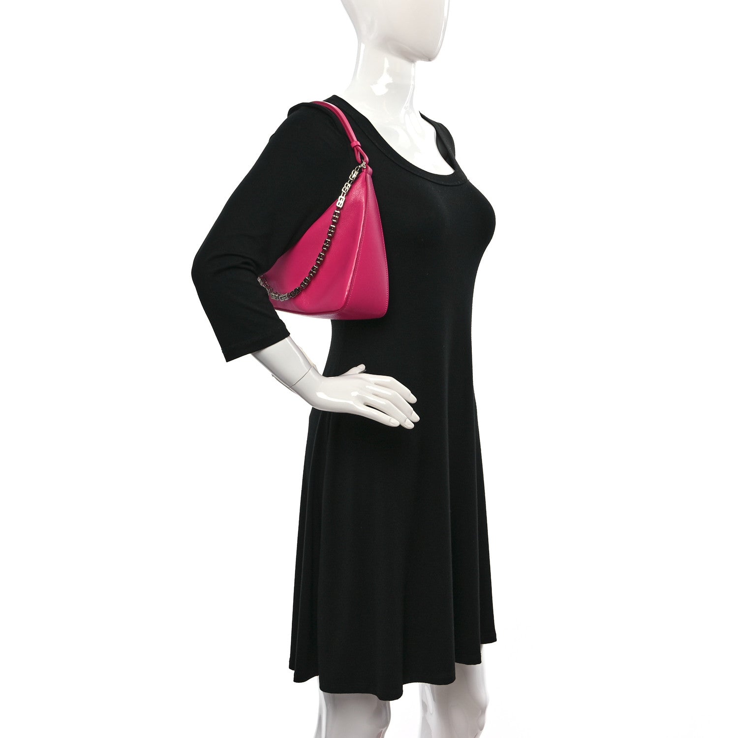 Givenchy Tumbled Calfskin Small Moon Cut Out Shoulder Bag Neon Pink 2 of 9