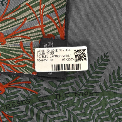 Hermes Silk Tyger Tyger Scarf 70 Bleu Lavande Vert 4 of 4