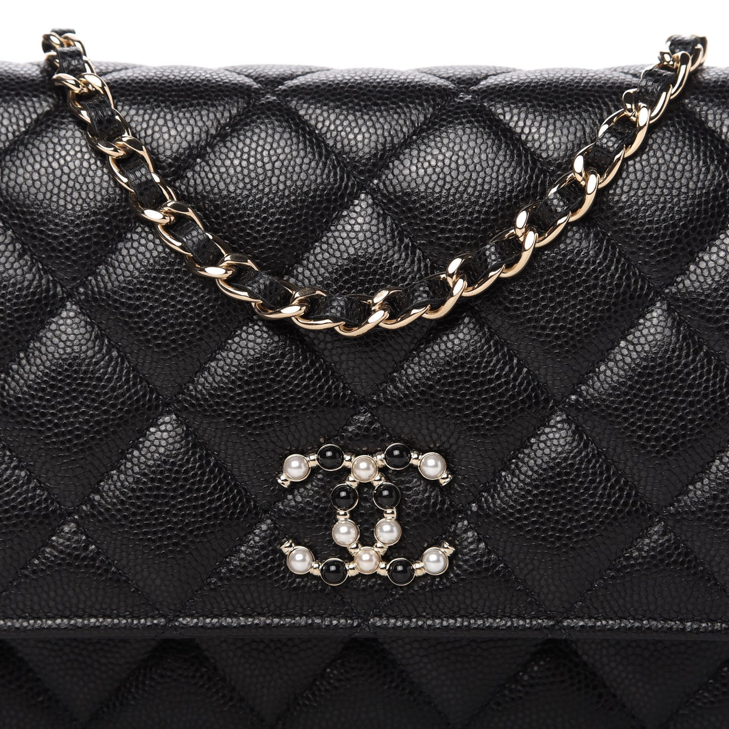 Caviar Quilted Coco Candy Wallet On Chain WOC Black