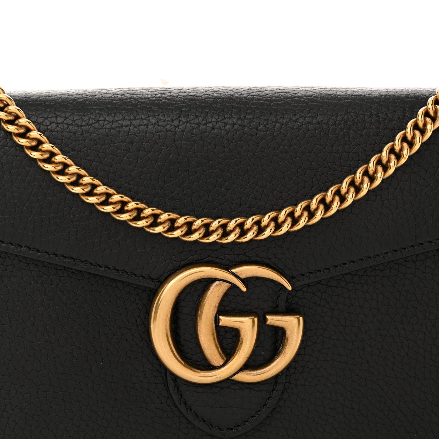 Calfskin GG Marmont Chain Wallet Black