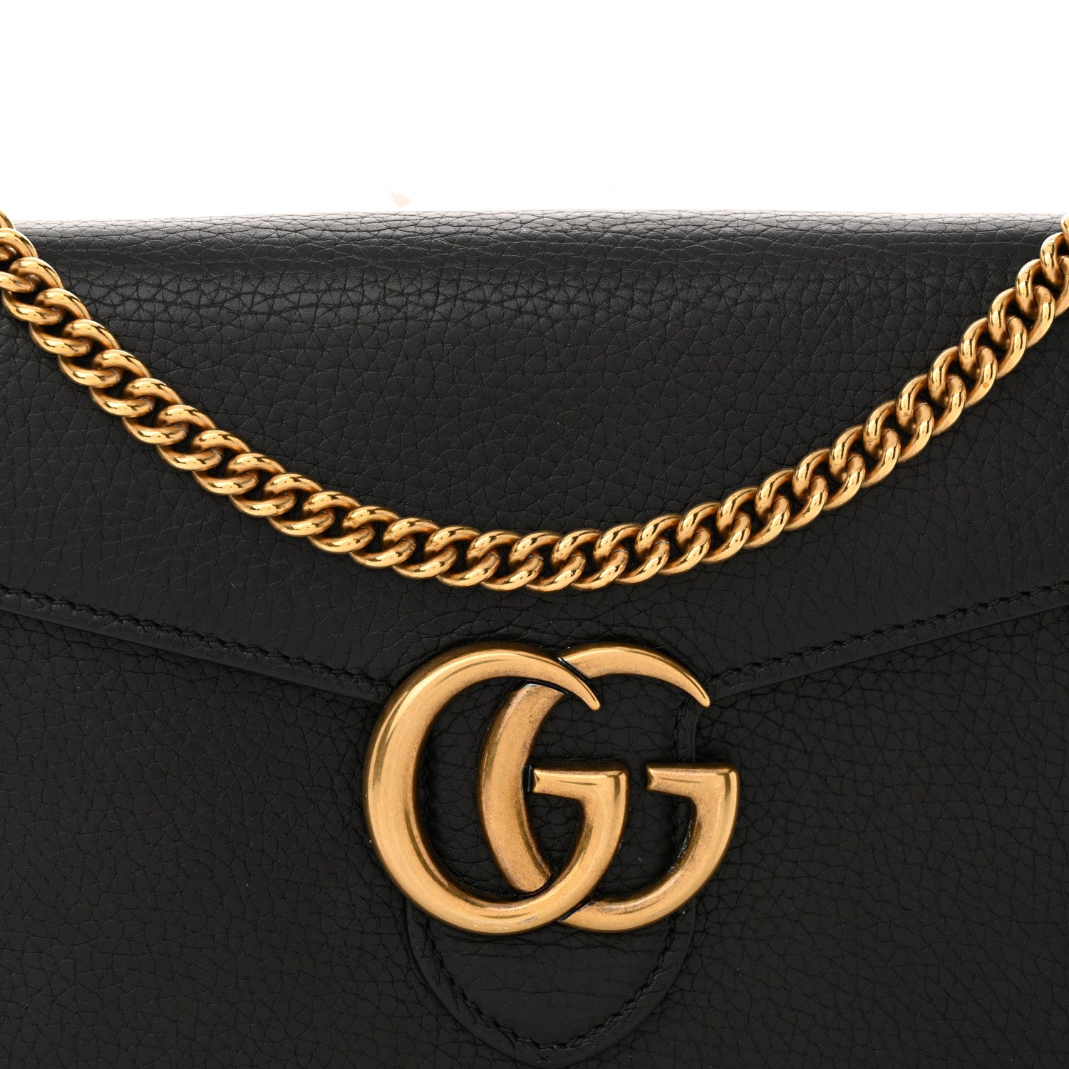 Gucci Calfskin GG Marmont Chain Wallet Black 8 of 13