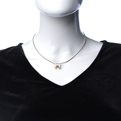 Hermes Lacquered Rose Gold Pop H Pendant Necklace White 2 of 8