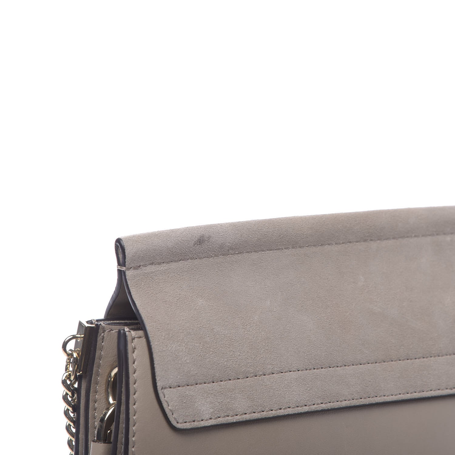 Chloe Calfskin Suede Medium Faye Shoulder Bag Motty Grey 8 of 10