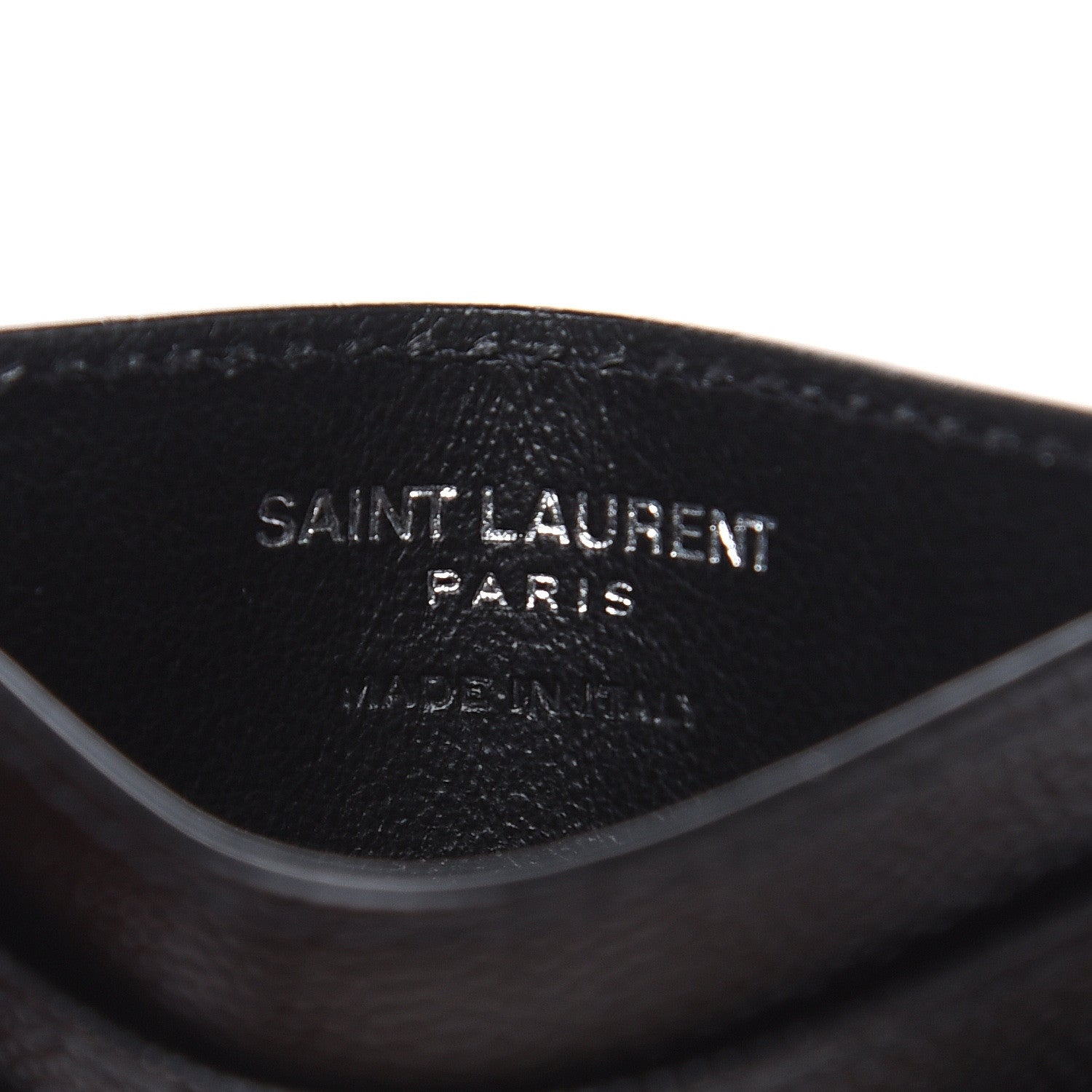 Saint Laurent Grain De Poudre Matelasse Chevron Monogram Credit Card Case Black 6 of 8