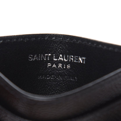Saint Laurent Grain De Poudre Matelasse Chevron Monogram Credit Card Case Black 6 of 8