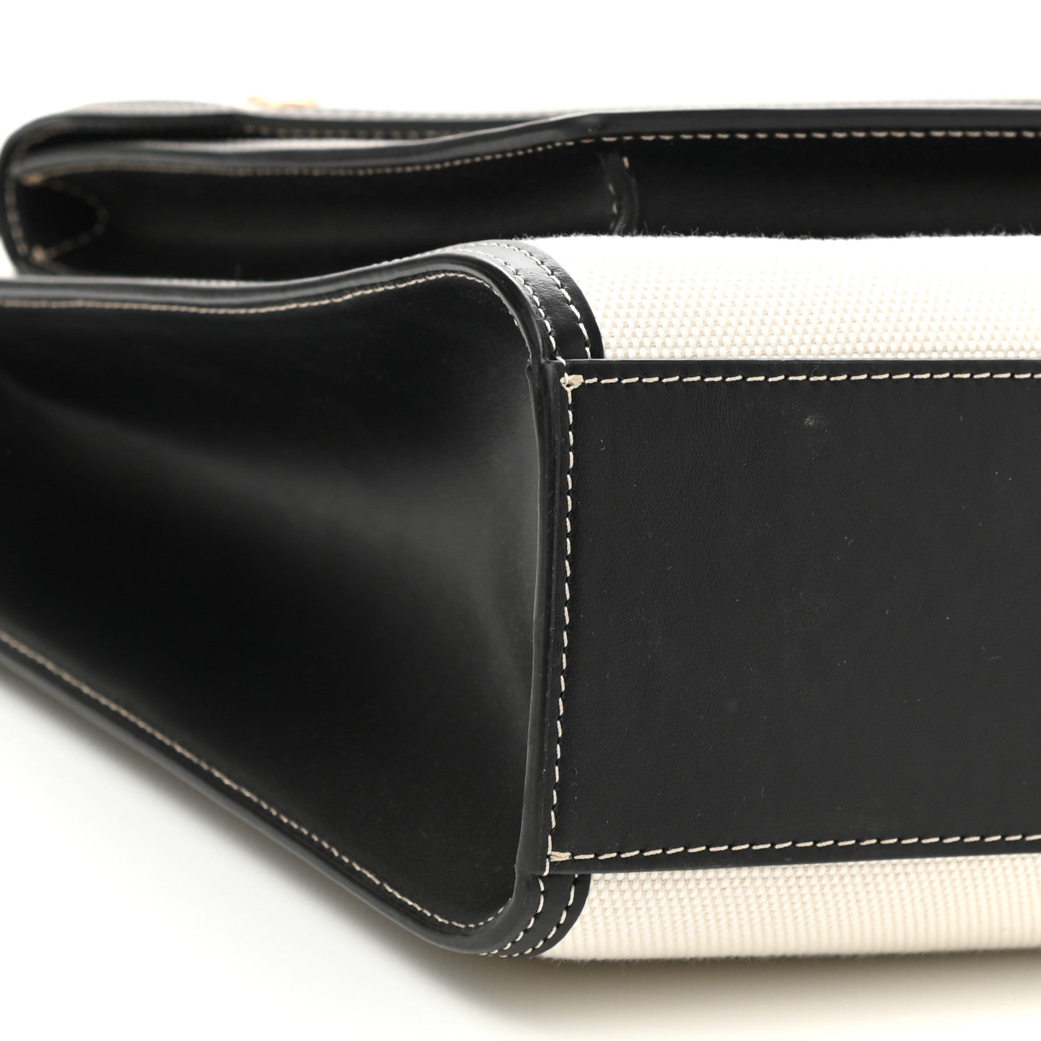 Burberry Canvas Smooth Calfskin Two Tone Medium Pocket Bag Natural Black 9 of 10