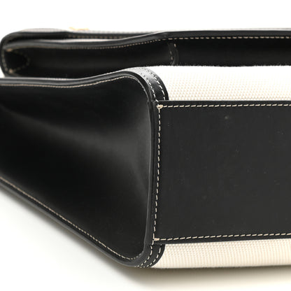 Burberry Canvas Smooth Calfskin Two Tone Medium Pocket Bag Natural Black 9 of 10